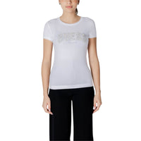 Image 5 : Vue d'ensemble t-shirt Guess femme beige avec finitions strass — delvale