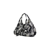 Image 2 : Détail imprimé aquarelle noir et gris sur sac Desigual femme forme trapèze moderne — Delvale