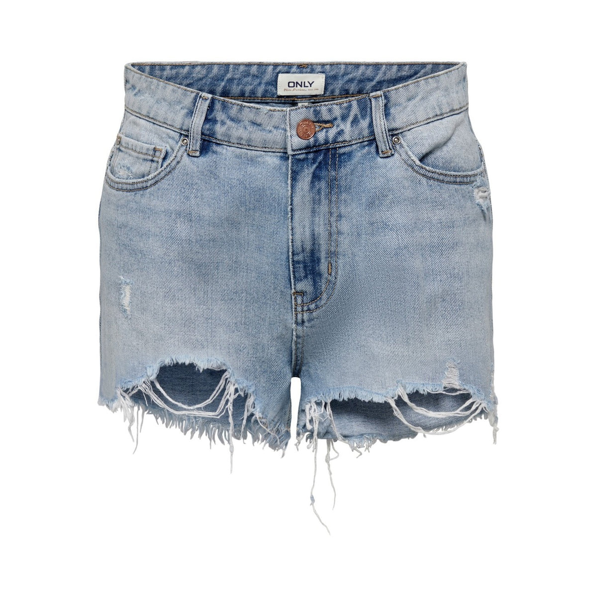 Image 1 : Short Only femme bleu avec effet déchiré, style casual chic — Delvale