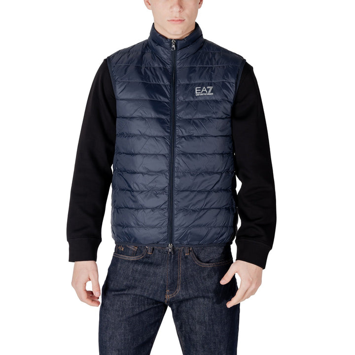 Image 1 : Gilet EA7 homme bleu sans manches avec col montant et fermeture éclair — Delvale