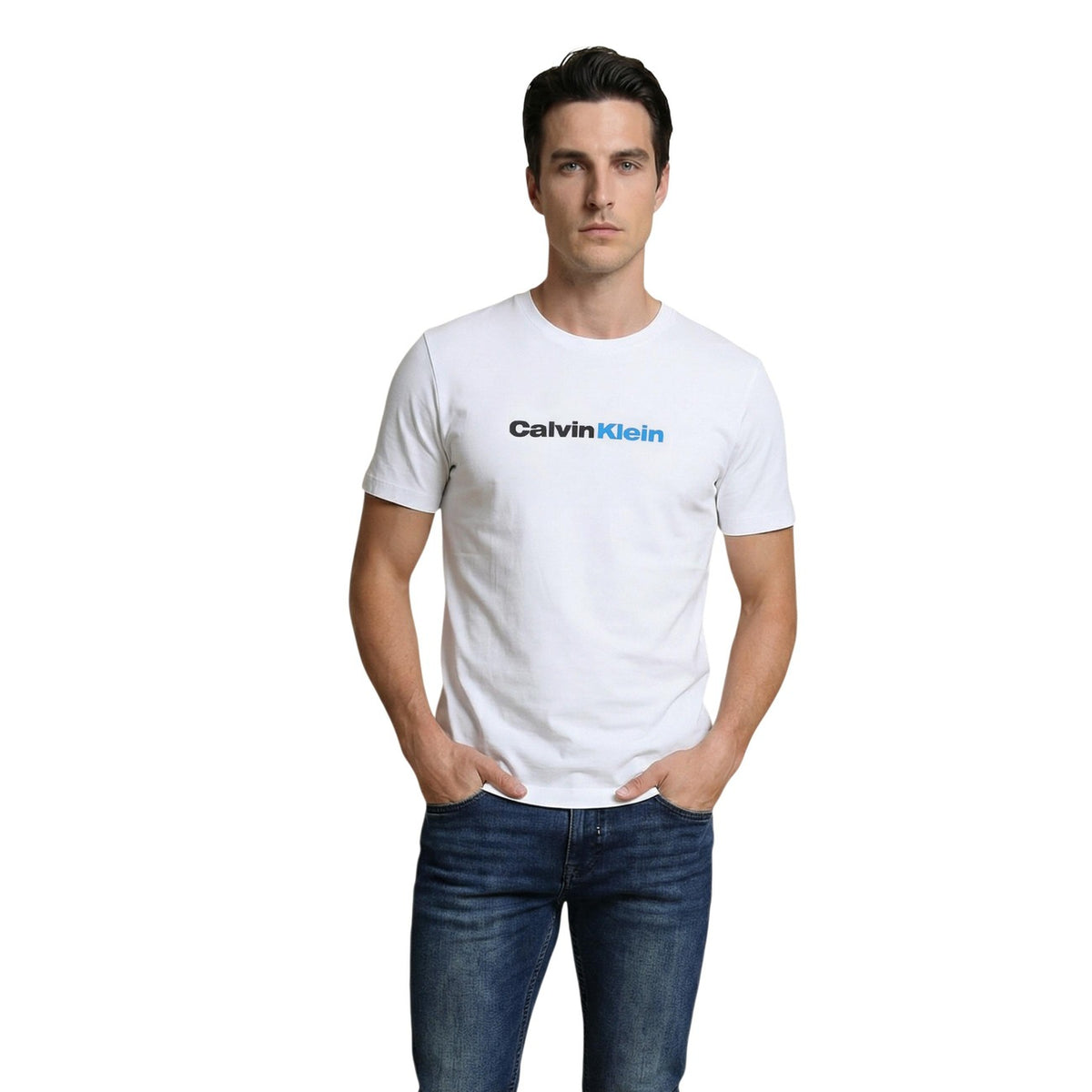 Image 6 : Détail du tissu en pur coton du t-shirt Calvin Klein Jeans homme noir — Delvale