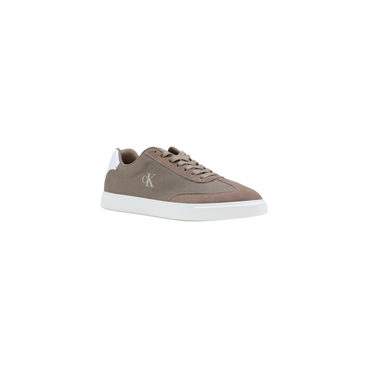 Image 2 : Baskets Calvin Klein beige pour homme, vue latérale du style épuré et fermeture lacets — Delvale