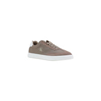 Image 2 : Baskets Calvin Klein beige pour homme, vue latérale du style épuré et fermeture lacets — Delvale