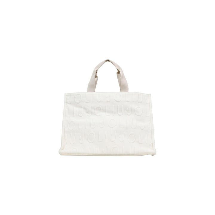 Image 1 : Tote bag Liu Jo en toile ivoire avec monogramme all-over en relief, vue de face, anses courtes en textile — Delvale