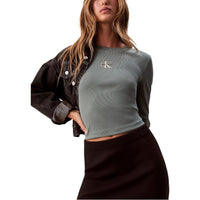 Image 3 : Vue de profil pull vert Calvin Klein Jeans manches longues — delvale