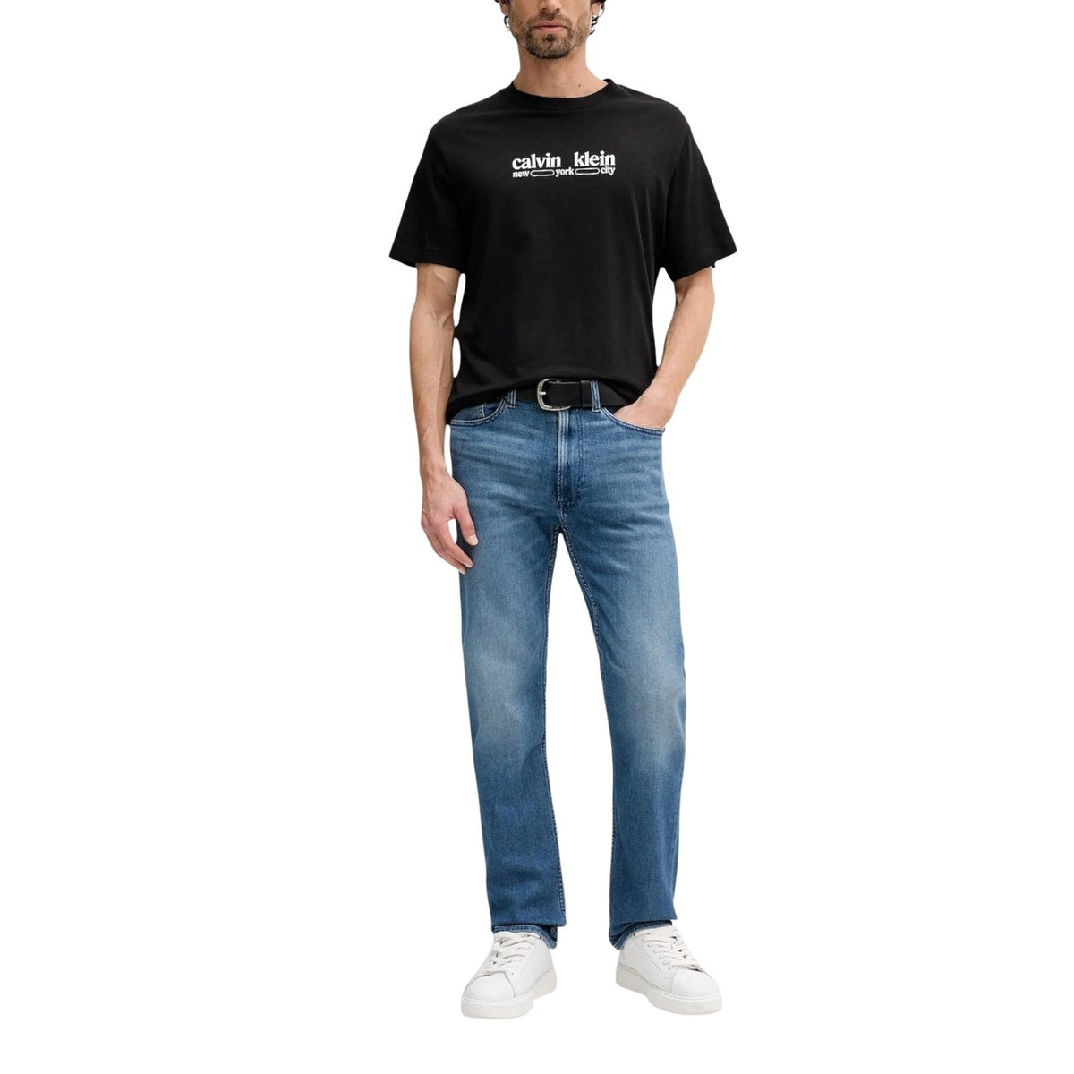 Image 2 : Détail jean Calvin Klein Jeans homme bleu en coton premium — Delvale