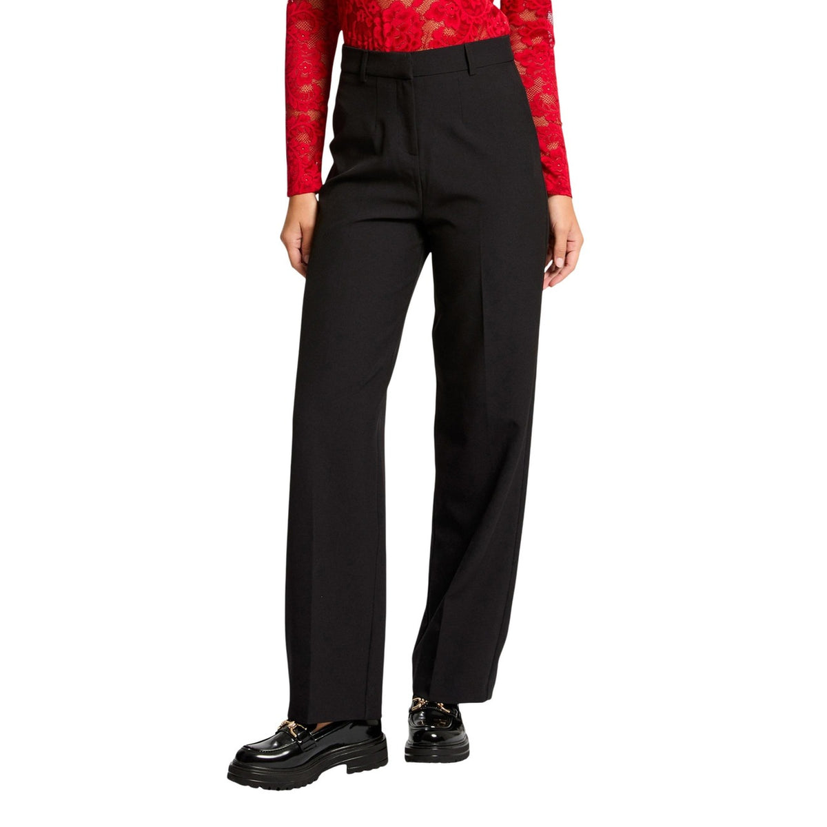 Image 2 : Détail du pantalon noir femme Morgan De Toi, matière polyester stretch — delvale