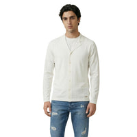 Image 5 : Cardigan homme noir Gianni Lupo col V, détail matière viscose — delvale