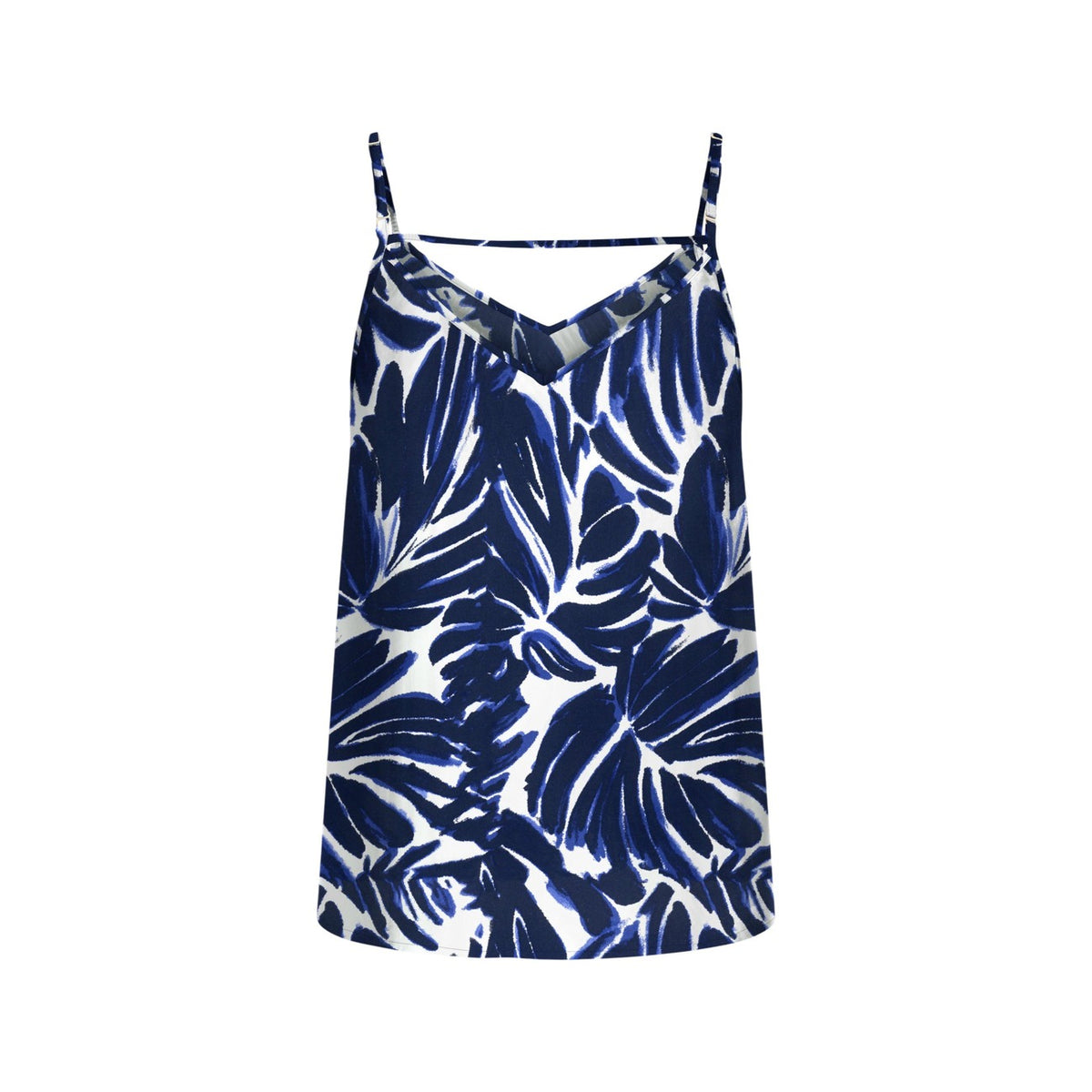 Image 4 : Look total print coordonné Only femme : débardeur et pantalon assortis à motif feuillage bleu et blanc — Delvale