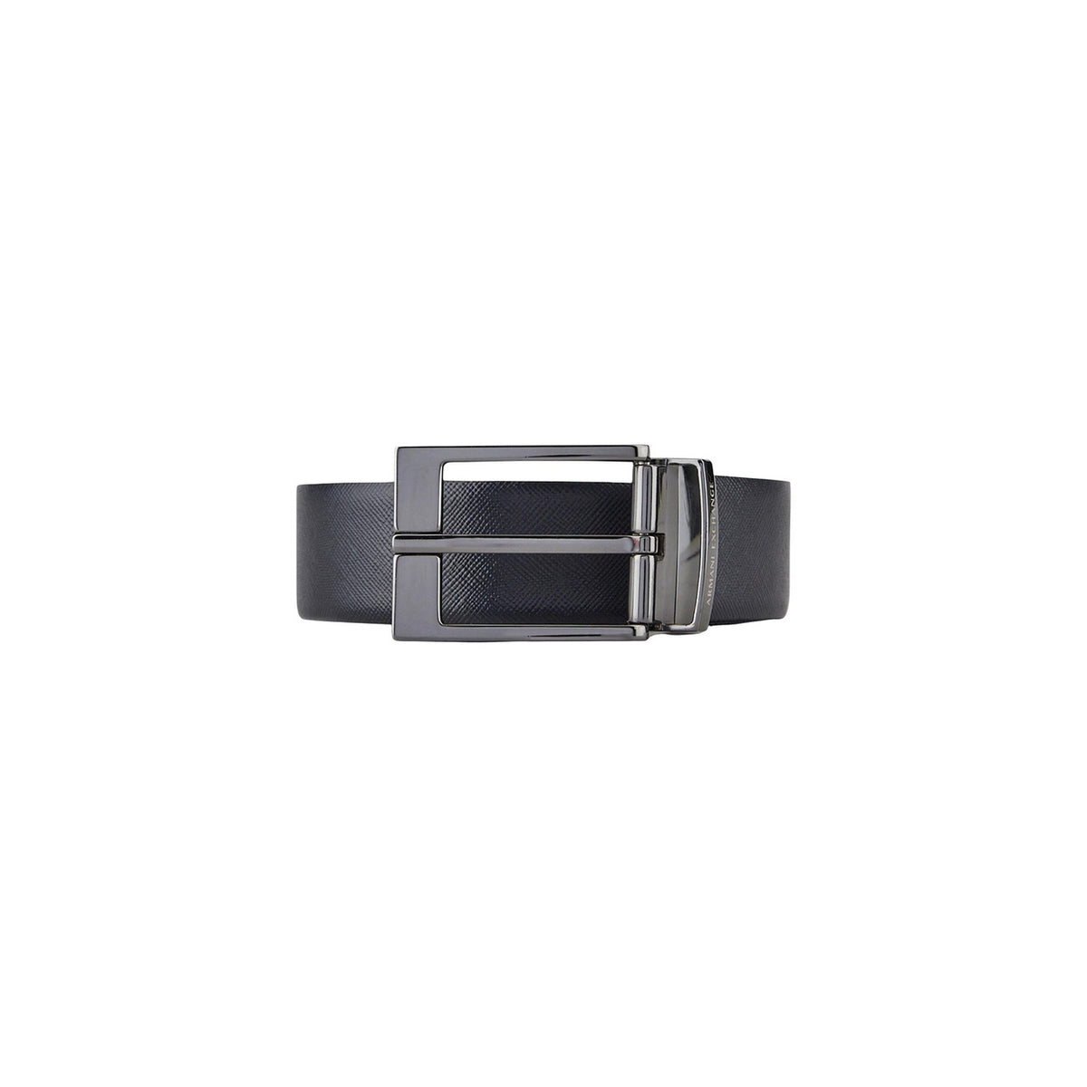 Image 3 : Ceinture Armani Exchange homme cuir bleu, vue latérale montrant l'épaisseur et la coupe fine — Delvale