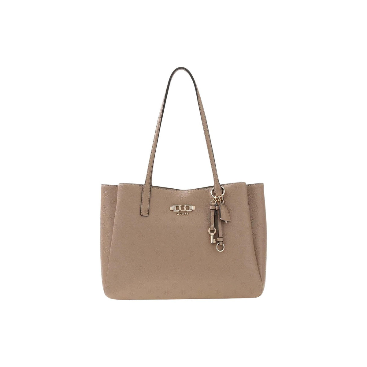 Image 1 : Sac à main Guess femme beige en polyuréthane aux dimensions généreuses, vue de face — delvale