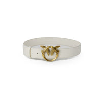 Image 1 : Ceinture femme Pinko en cuir blanc immaculé avec finitions premium — Delvale