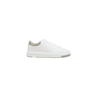 Image 1 : Baskets Armani Exchange homme en cuir blanc cassé avec détails beige, vue de profil — Delvale