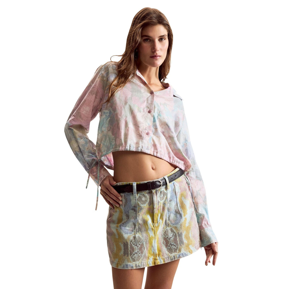Image 3 : Vue complète chemise Desigual femme rose motif floral manches longues style bohème — delvale