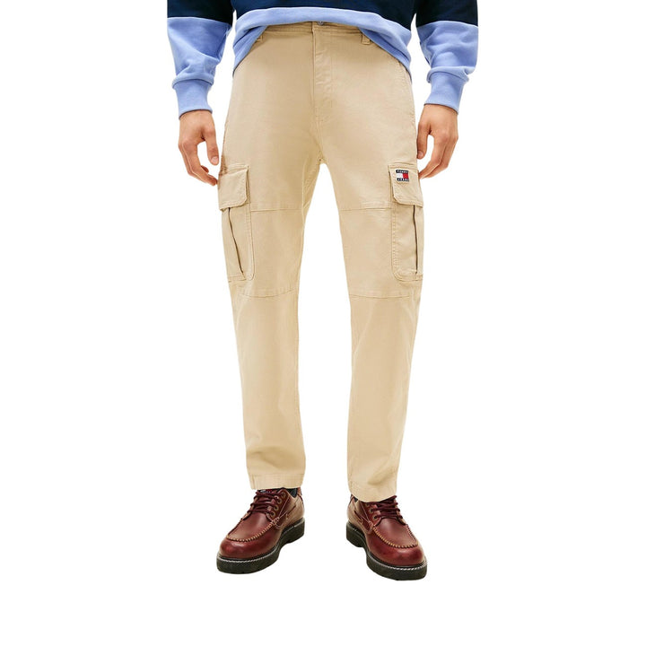 Image 1 : Pantalon homme Tommy Hilfiger Jeans beige en coton organique, vue de face — Delvale