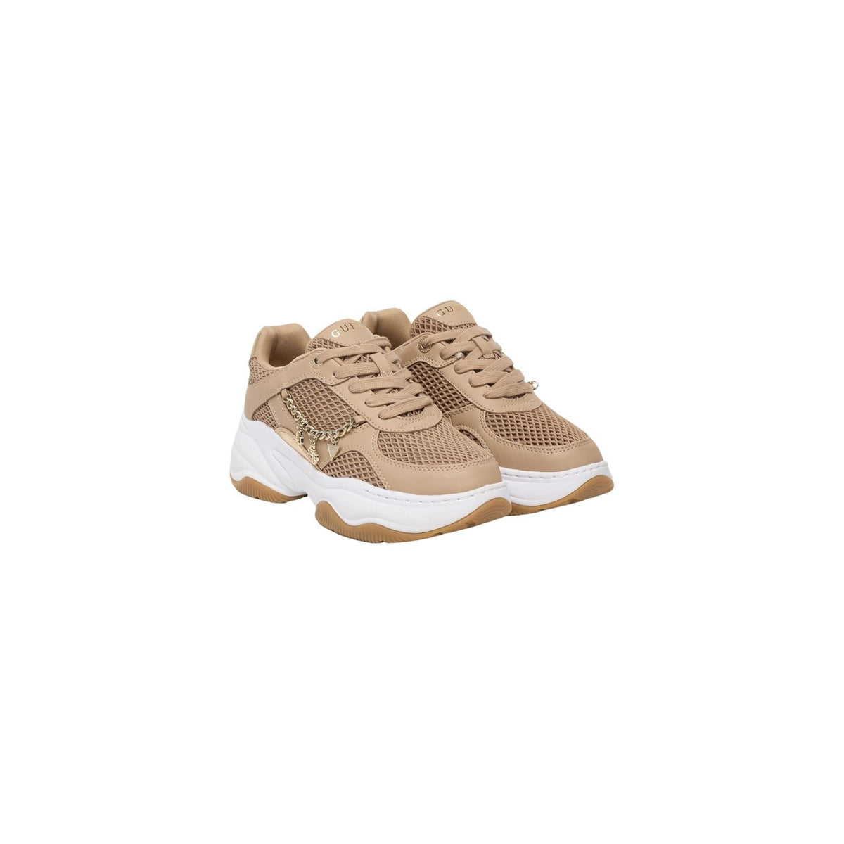 Image 2 : Baskets Guess femme beige avec fermeture boucle distinctive, vue de face — delvale