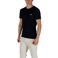 Image 3 : T-shirt Guess bleu homme coton élasthanne détail col rond manches courtes — Delvale