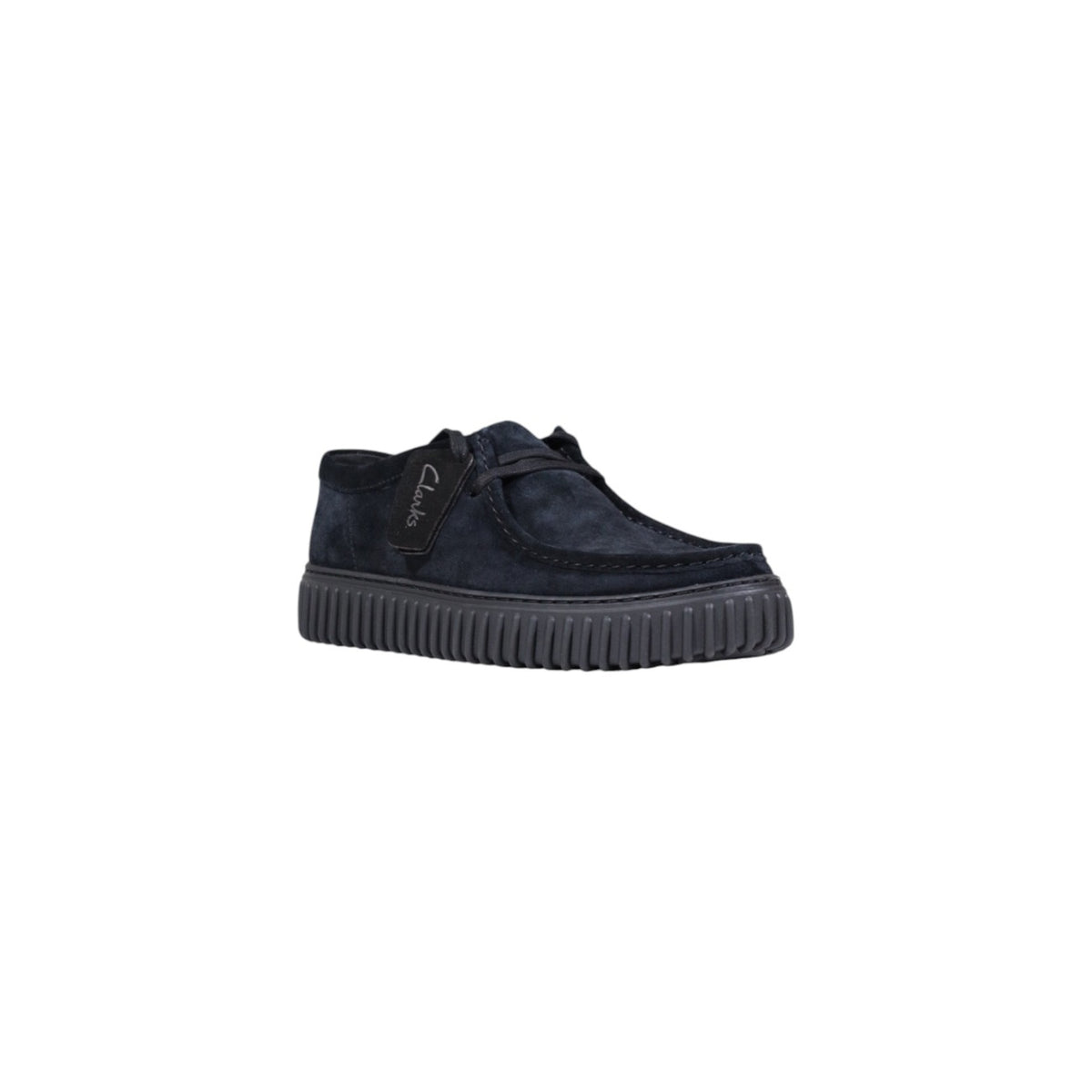 Image 2 : Chaussure lacet Clarks homme suède noir, détail construction moccasin et coutures apparentes — Delvale