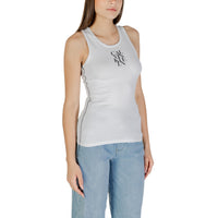 Image 3 : Calvin Klein Jeans débardeur femme blanc avec impression délicate, vue d'ensemble du design contemporain — delvale