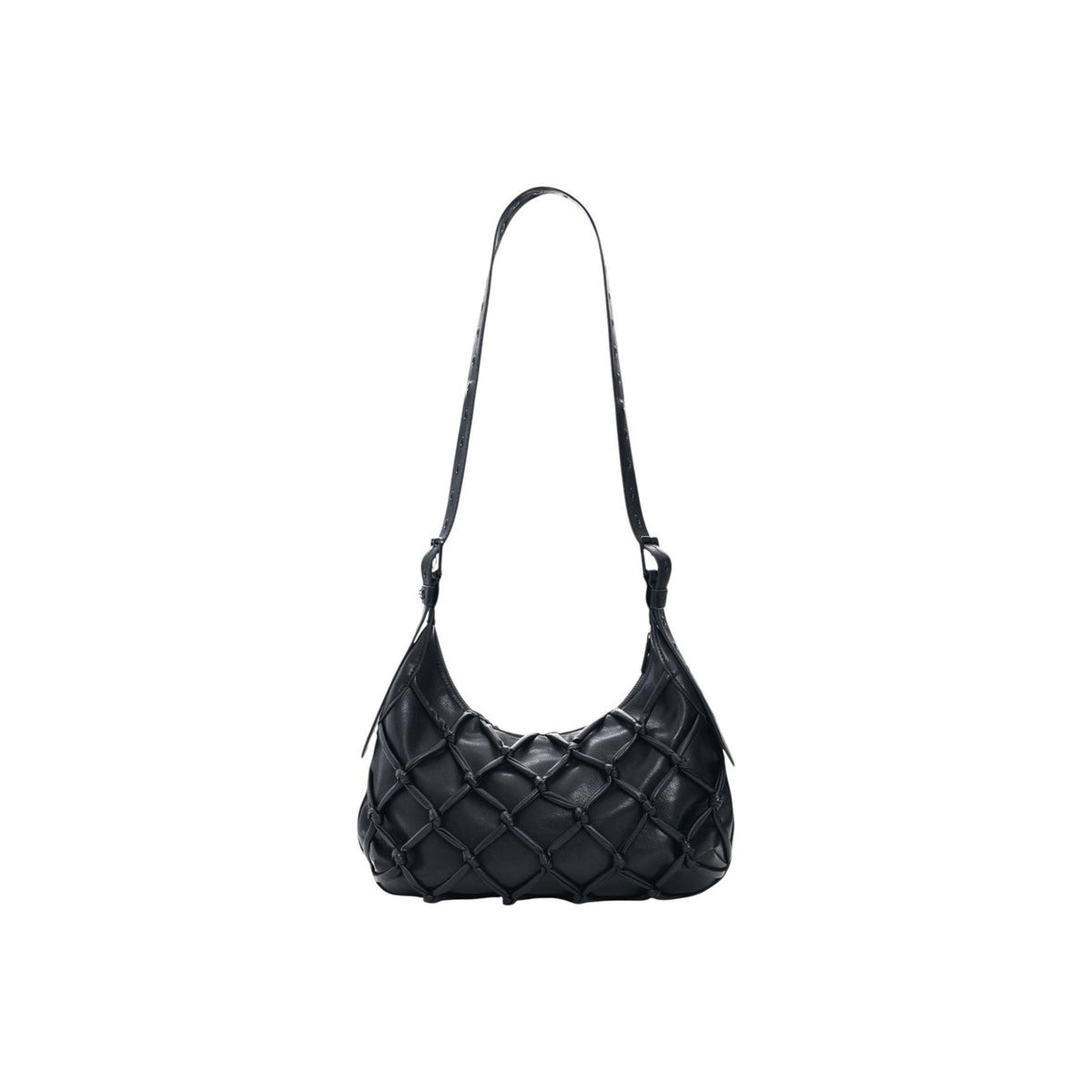 Image 3 : Sac hobo Desigual noir montrant l'anse perforée et la fermeture zip — delvale