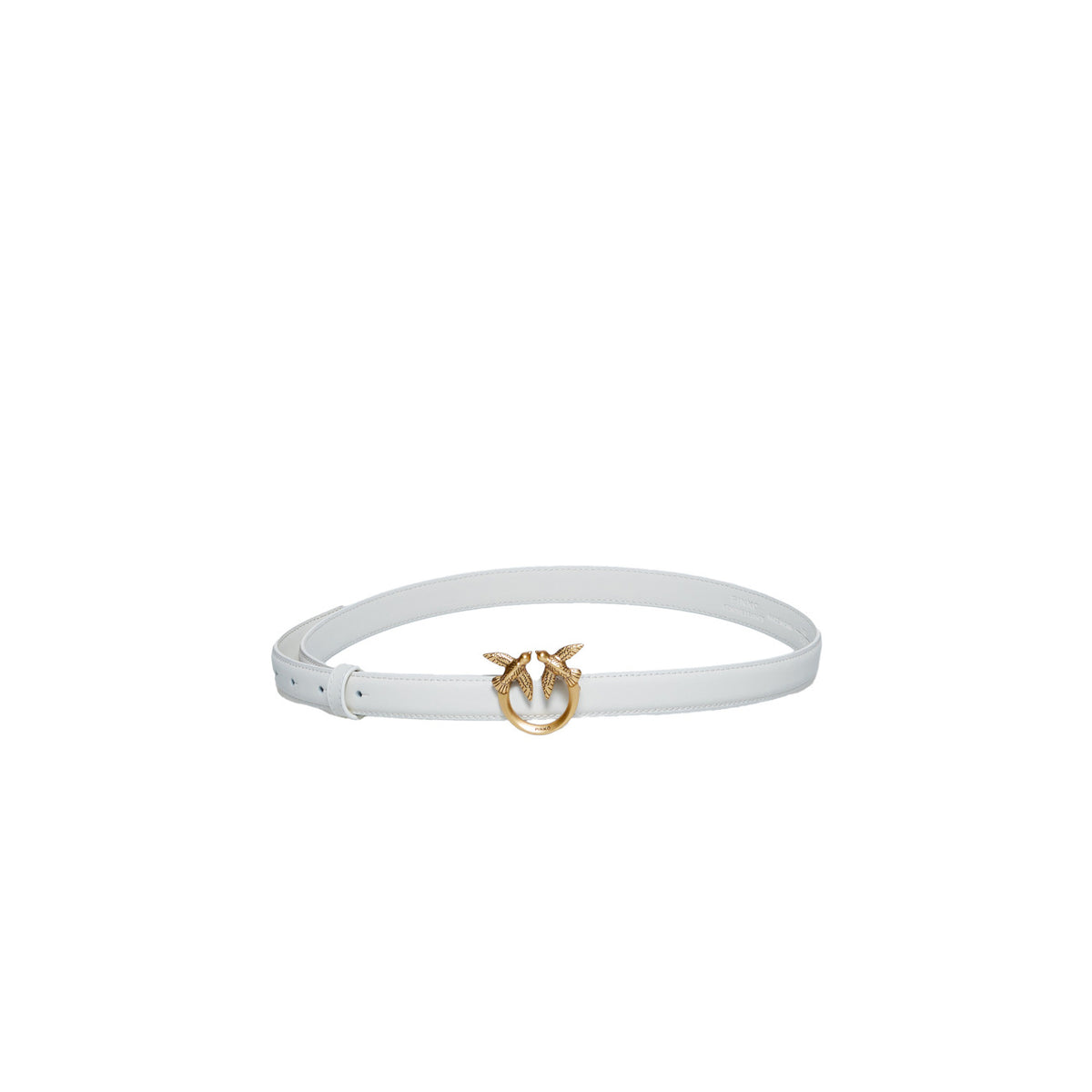Image 1 : Ceinture Pinko femme en cuir blanc avec boucle signature élégante — delvale