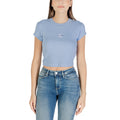 Calvin Klein Jeans Top Dames Azuurblauw Korte Mouwen Ronde Hals