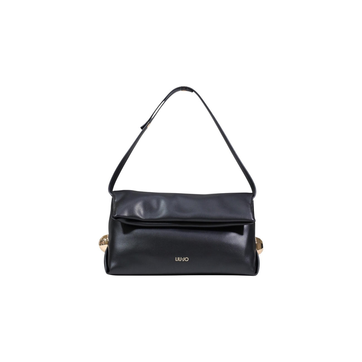 Image 2 : Pochette Liu Jo noire en polyuréthane, détails anneaux métalliques dorés, fond blanc — Delvale