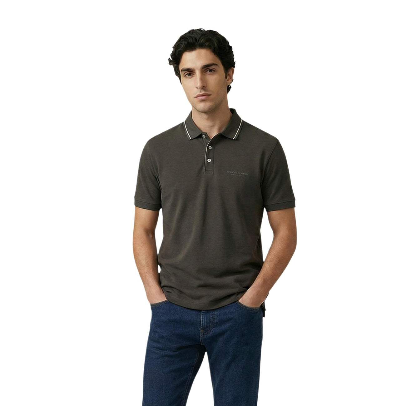 Polo Armani Exchange homme blanc – vue de face variante coloris
