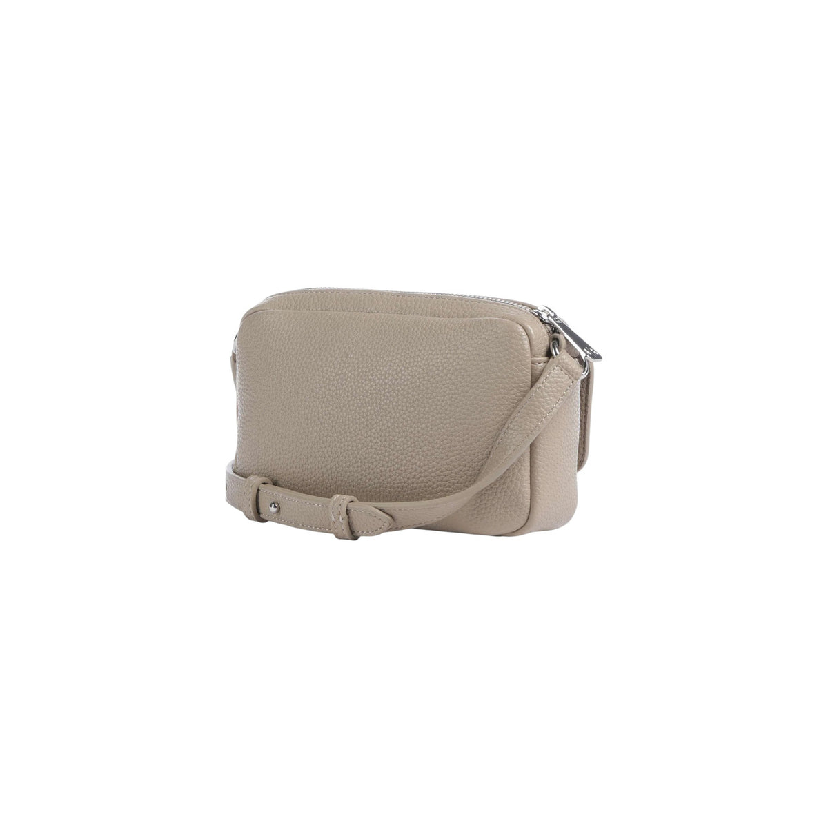 Image 3 : Détail de la quincaillerie argentée et de la bandoulière du sac Armani Exchange femme beige — Delvale