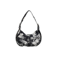 Image 3 : Desigual sac hobo femme noir coton tie-dye lanières croisées façade anse fine réglable — vue face — Delvale
