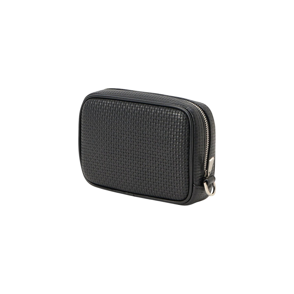 Image 3 : Pochette Calvin Klein homme noire avec zip argenté et finition cuir tressé premium — Delvale