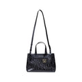 Armani Exchange Sac à Main Femme Noir Texte Gaufré Plaque Dorée