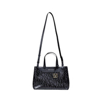 Image 1 : Sac à main Armani Exchange femme noir avec texte gaufré en relief et plaque dorée signature — delvale