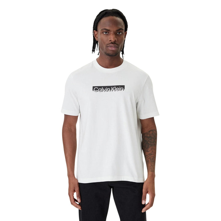 Image 1 : T-shirt Calvin Klein homme blanc col rond en coton premium — Delvale