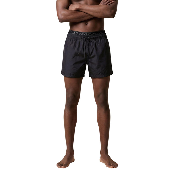 Image 1 : Maillot de bain EA7 homme noir avec cordon de serrage et logo — Delvale