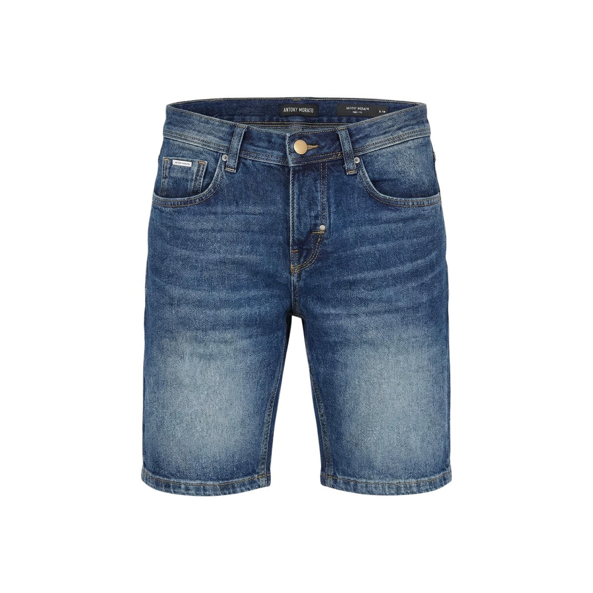 Image 3 : Détail du bermuda jean délavé Antony Morato homme, poches frontales et finitions denim authentiques — Delvale