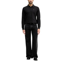 Image 2 : Polo homme noir Calvin Klein Jeans manches longues, détail col et fermeture boutons — delvale