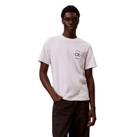 Image 1 : T-shirt Calvin Klein Jeans homme blanc avec impression, col rond et manches courtes — Delvale