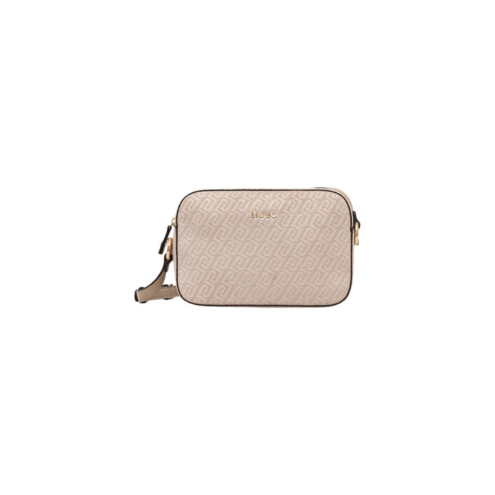 Image 1 : Sac bandoulière Liu Jo compact monogramme gaufré beige avec quincaillerie dorée, vue de trois quarts — Delvale