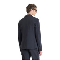 Image 2 : Blazer Antony Morato homme coupe ajustée en polyamide élasthanne, détail col revers et boutons, coloris bleu marine — Delvale