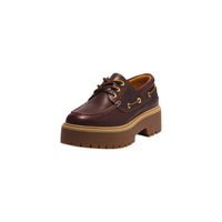 Image 2 : Chaussures derbies Timberland bordeaux femme, détail de la fermeture lacets — Delvale