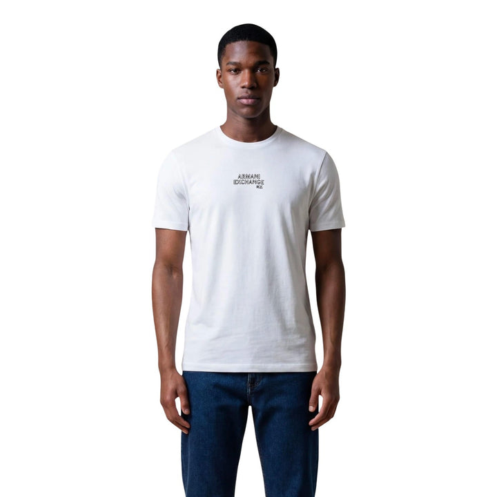 T-shirt Armani Exchange homme blanc coton manches courtes imprimé – vue de face