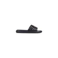 Image 1 : Mules Pinko femme noires en cuir avec bout pointu ouvert, vue de profil — delvale