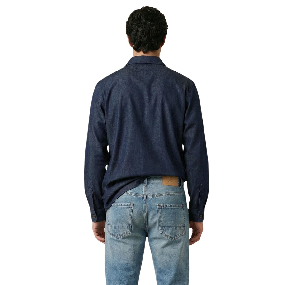 Image 3 : Chemise Gianni Lupo homme bleue manches longues portée, style décontracté chic — delvale