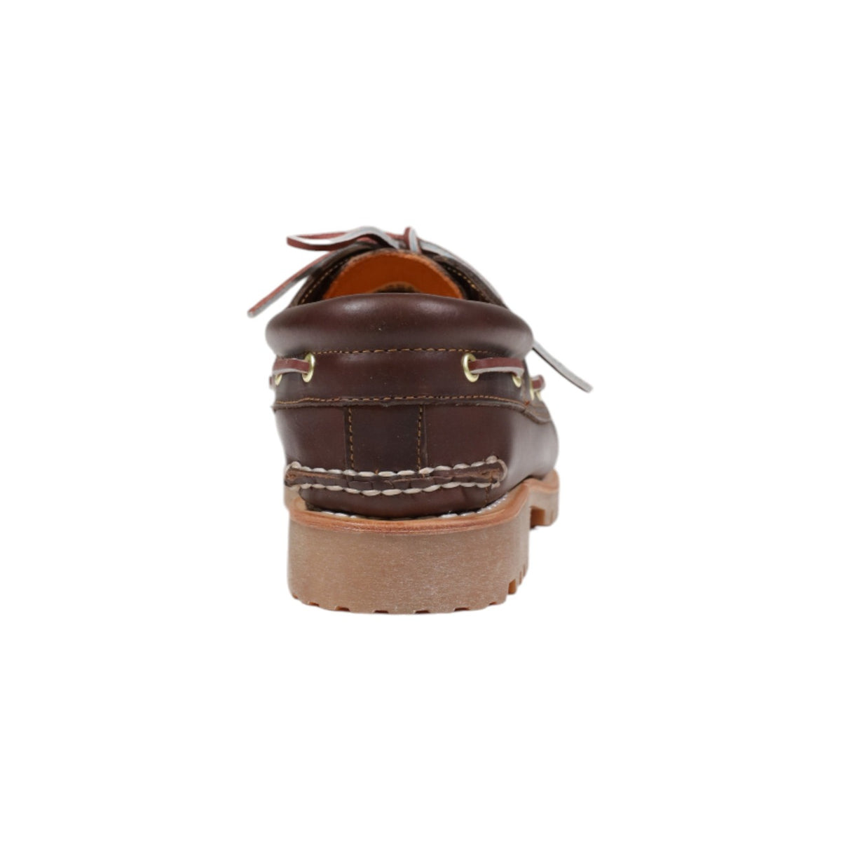 Image 3 : Vue trois quarts avant de la chaussure bateau Timberland homme cuir pleine fleur marron et semelle crantée — Delvale