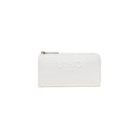 Image 1 : Portefeuille Liu Jo femme blanc ivoire format complet, logo Milano embossé en relief sur la face avant et fermeture zippée dorée — Delvale