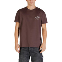 Image 3 : T-shirt homme marron Tommy Hilfiger Jeans, vue de dos avec logo — Delvale