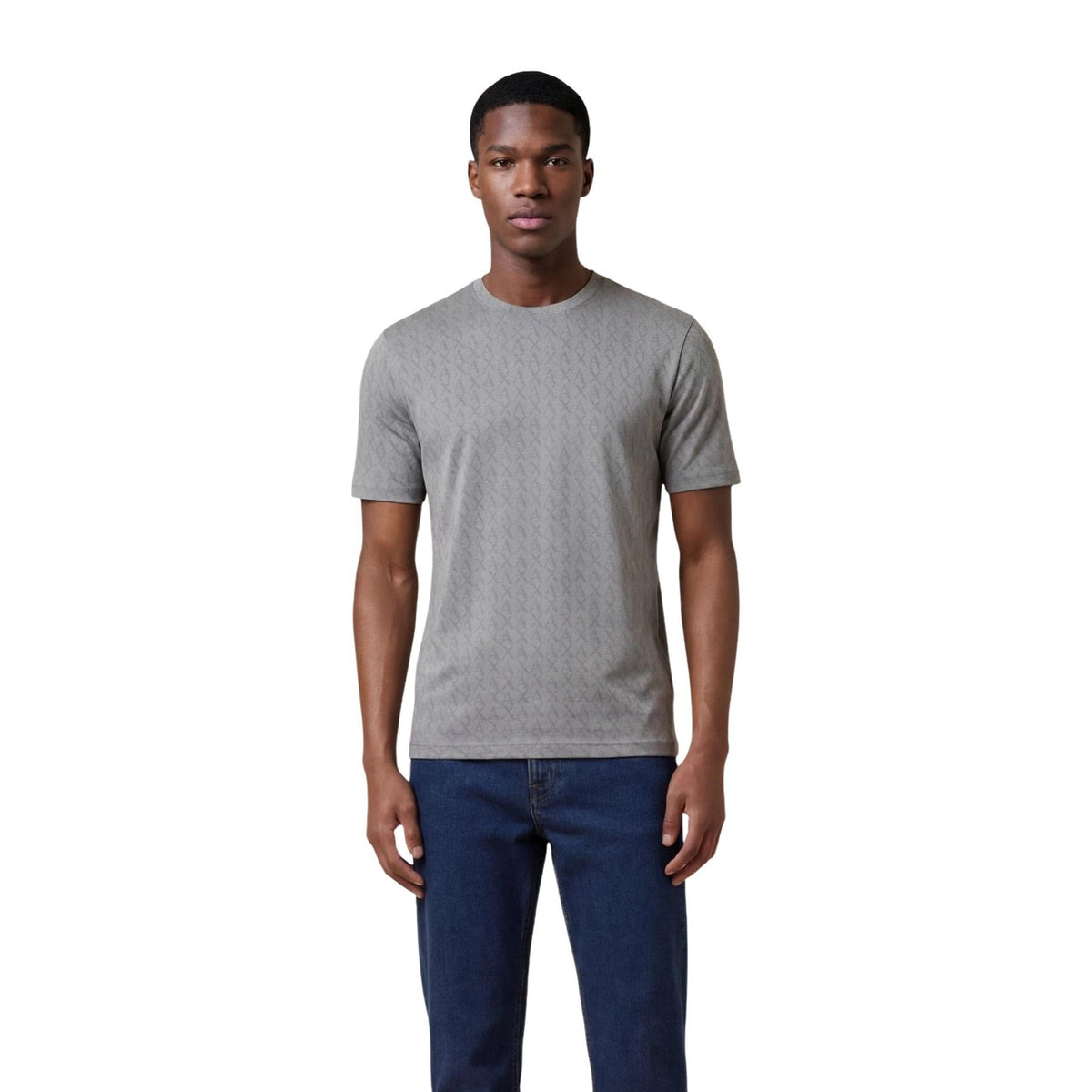 Image 1 : T-shirt Armani Exchange homme gris avec impression moderne, vue de face — Delvale