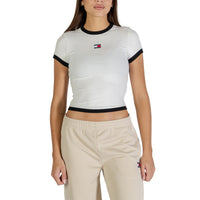 Image 1 : T-shirt blanc Tommy Hilfiger Jeans femme en coton bio, coupe moderne col rond — delvale