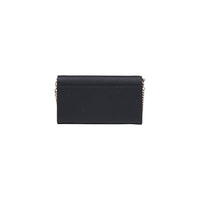 Image 3 : Pochette wallet on chain Liu Jo femme noire, finition saffiano et fermeture à rabat bouton-pression — Delvale